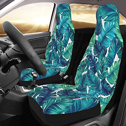 Tropical Banana Leaves - Juego de 2 fundas para asientos de coche, asientos delanteros, solo para coches, manta de sillín delantero, ajuste universal para vehículo, sedán, SUV y camión, interior de a