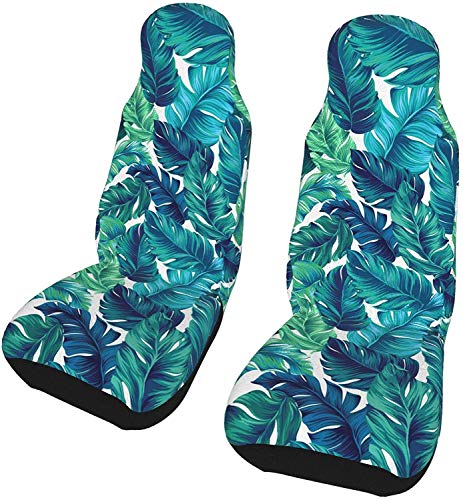 Tropical Banana Leaves - Juego de 2 fundas para asientos de coche, asientos delanteros, solo para coches, manta de sillín delantero, ajuste universal para vehículo, sedán, SUV y camión, interior de a