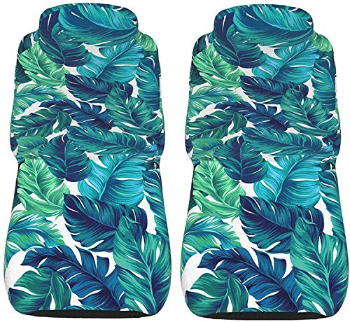 Tropical Banana Leaves - Juego de 2 fundas para asientos de coche, asientos delanteros, solo para coches, manta de sillín delantero, ajuste universal para vehículo, sedán, SUV y camión, interior de a