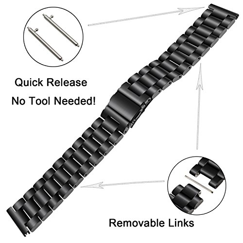 TRUMiRR para Ticwatch Pro Correa de Reloj, 22mm Correa de Reloj de Acero Inoxidable Metal Pulseras de Repuesto para Samsung Gear S3 Classic/Frontier, Huawei Watch 2 (Classic), LG G,Galaxy Watch3 45mm