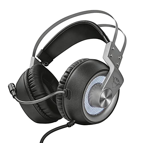 Trust GXT 4376 - Ruptor Auriculares Gaming con Unidades acústicas de 50 mm, Sonido Envolvente 7.1 e iluminación, Gris