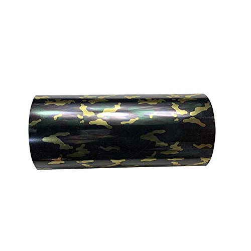 TTYAC Venta al por Mayor 1 Hoja de 10"x20 (25cmx50cm) Hojas de Rollo de Vinilo de Transferencia de Calor metálicas Camuflaje Hierro en la Camiseta de la película HTV, A007 Verde Lima