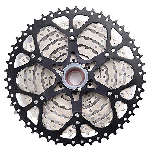 TUCKE Bicicleta de montaña MTB 9 velocidades 11-50T Cassette rueda libre Blcak plata acero rueda piñón compatible para Shimano Sram