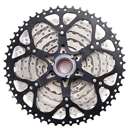 TUCKE Bicicleta de montaña MTB 9 velocidades 11-50T Cassette rueda libre Blcak plata acero rueda piñón compatible para Shimano Sram