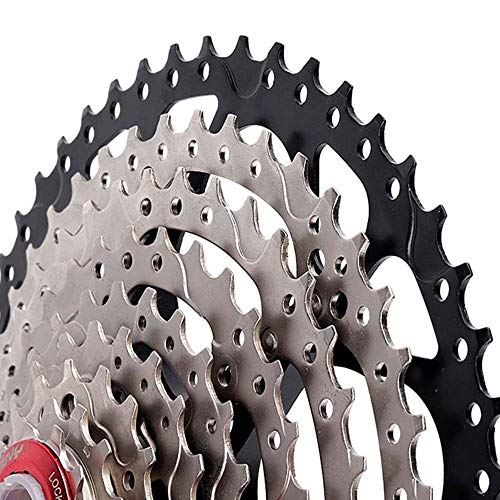 TUCKE Bicicleta de montaña MTB 9 velocidades 11-50T Cassette rueda libre Blcak plata acero rueda piñón compatible para Shimano Sram