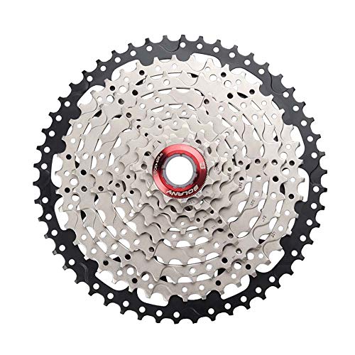 TUCKE Bicicleta de montaña MTB 9 velocidades 11-50T Cassette rueda libre Blcak plata acero rueda piñón compatible para Shimano Sram