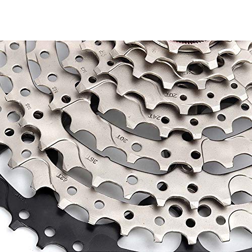 TUCKE Bicicleta de montaña MTB 9 velocidades 11-50T Cassette rueda libre Blcak plata acero rueda piñón compatible para Shimano Sram