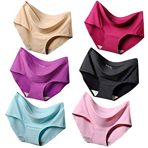 Tuopuda Mujer Prima Braguitas Culotte Seda de Hielo Bragas Sin Costura Tramo Hipster Bragas 6 Pack