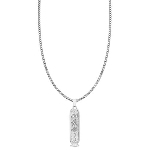 Tuscany Silver Collar con Colgante de Cartucho Egipcio 'Amor' para Mujer - Cadena Grumet en Plata de Ley (925) - 51 cm