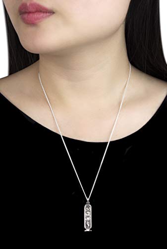 Tuscany Silver Collar con Colgante de Cartucho Egipcio 'Amor' para Mujer - Cadena Grumet en Plata de Ley (925) - 51 cm