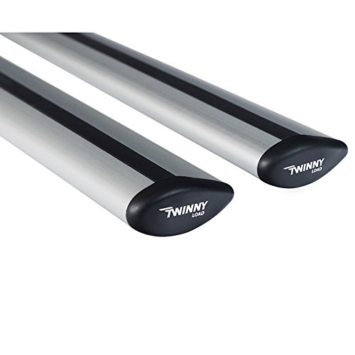 Twinny Load 2166 Universal Juego Techo de Aluminio Fly Bar 124cm para automóviles con Barras longitudinales Abiertos y Cerrados, 124 cm, Plata