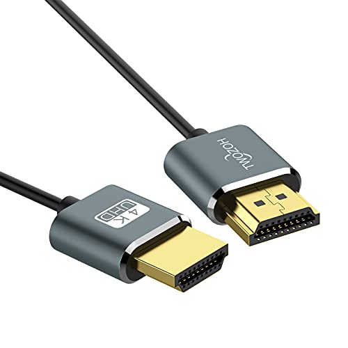 Twozoh Cable HDMI a HDMI Ultra Fino 7,5M, Cable HDMI 2.0 hiper delgado, extremo flexible Cable HDMI compatible con 3D/4K 60Hz, 2160P, 1080P