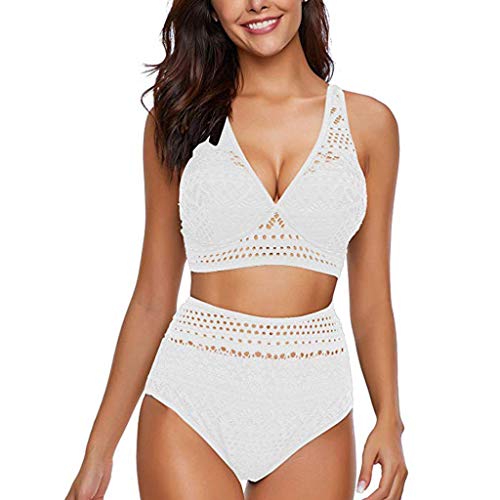 TYTUOO Traje de baño de una pieza de malla acanalada Monokini push up vendaje acolchado traje de baño bikini conjunto