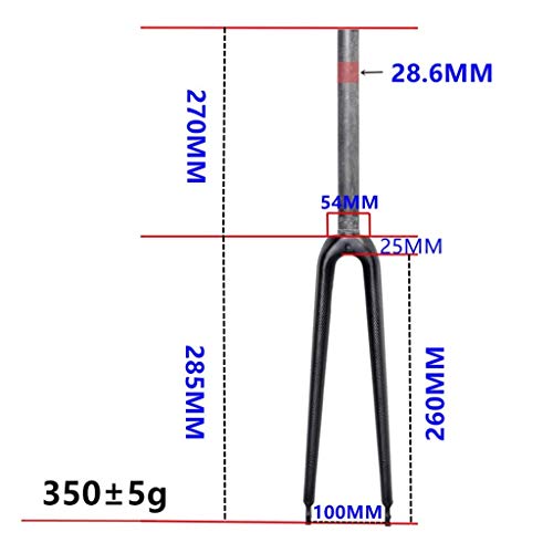 TYXTYX Horquilla de Bicicleta de Carretera de Fibra de Carbono 3K 700C Ultraligero 340g 28,6mm Horquilla Delantera rígida de Bicicleta V-Brake