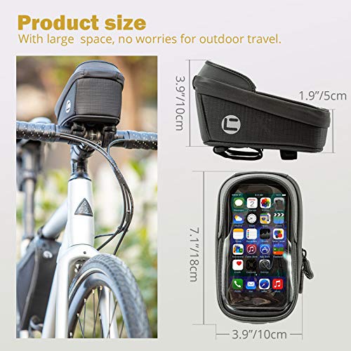 UBORSE Bolsa de Manillar para Cuadro de Bicicleta Bolsa Impermeable para Accesorios de Bicicleta con Soporte para Teléfono Estuche Táctil para Teléfono Celular para Bicicleta MTB