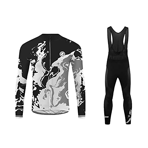 UGLY FROG Bike Wear Designs Maillots de Bicicleta Maillots de Bicicleta Traje de Invierno Hombres Ropa de Ciclo Jersey de Manga Larga + Pantalones Bib Acolchados Cómodo FAXLZR03