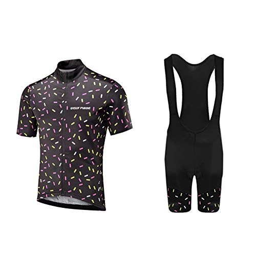 UGLY FROG Bike Wear- Mens Ciclismo Jersey Team Ciclismo Ropa Jersey Bib Shorts Kit Camisa de Secado rápido Ropa al Aire Libre de la Bicicleta