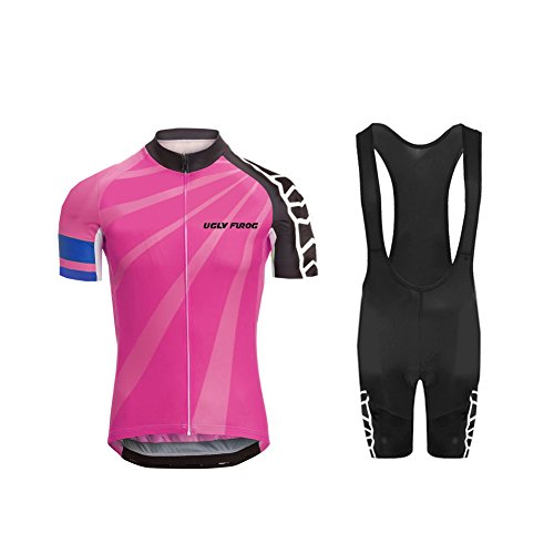 UGLY FROG Camiseta y Pantalones Cortos de Ciclismo Conjunto Maillot de Manga Corta con Almohadilla 3D para Mujer DXWZ01