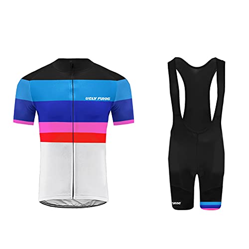 UGLY FROG Uglyfrog Ropa Conjunto Traje Equipacion Hombre Verano Acolchado De Gel, Maillot Ciclismo + Pantalon/Culote Bicicleta para MTB Ciclista Bici Triatlon Transpirables ESHSJ62