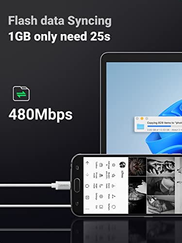 UGREEN Cable Micro USB Carga Rápida, Cable USB a Micro USB de Nylon, Cable Cargador QC3.0/2.0 Compatible con Galaxy S7 S6 J7 A7 A6 A5, Xiaomi Redmi Note 5, Huawei P10 Lite Mate 10 Lite PS4(1 Metro)