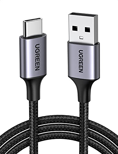 UGREEN Cable USB C, 3A Cable USB Tipo C Carga Rápida Nylon Trenzado y Sincronización de Datos Compatible con Galaxy S21 S20, Note10 S10 S9, Xiaomi Redmi Note 9 8, Mi 10 A2, Huawei P40/P30 (2 Metros)