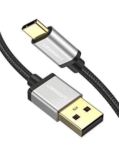 UGREEN Cable USB C, Cable USB Tipo C a USB A 2.0 Nylon Trenzado Carga Rápida Compatible con Móvil USB Type C Galaxy S10 S9 A50, Xiaomi Redmi Note 7 Redmi Note 8 Mi10 11 A3, BQ Aquaris X, 1 Metro