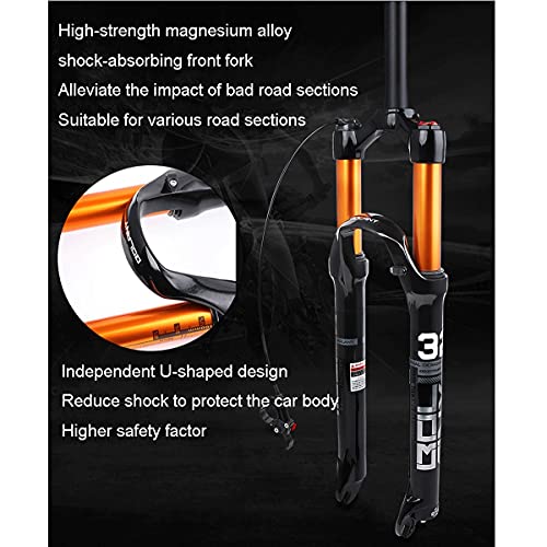 Uioy Horquilla de suspensión para Bicicleta de montaña XC, Amortiguador de Horquilla Delantera neumática MTB de 26/27.5/29 Pulgadas, Recorrido de 120 mm (Color : Straight Manual, Size : 29 Inch)