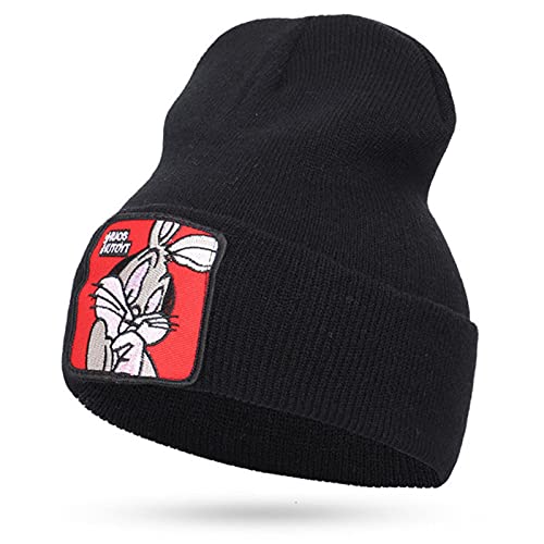 UKKO Gorro de Invierno Gorros De Invierno para Hombres Personajes De Dibujos Animados Bordado Invierno Cálido Higido Sombrero Mujer Bonete Unisex Lobo Hip Hop Hat