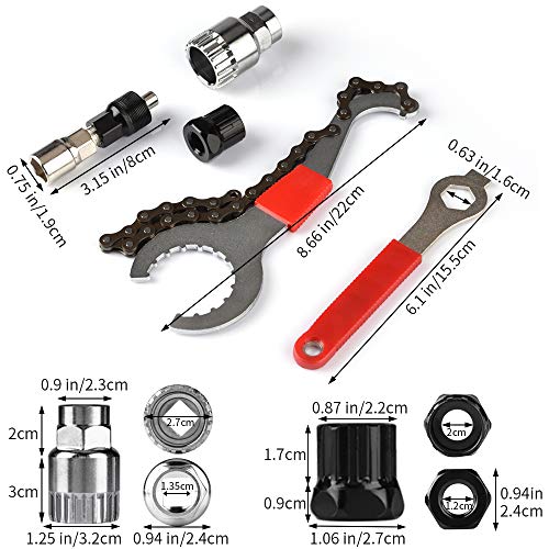 Ulikey Juego de Herramienta de Eliminación de Cassette de Bicicleta, Herramientas para Quitar Piñones de Bicicleta con Cadena, Kit de Reparación de Bicicleta Multifuncional