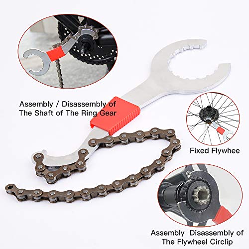 Ulikey Juego de Herramienta de Eliminación de Cassette de Bicicleta, Herramientas para Quitar Piñones de Bicicleta con Cadena, Kit de Reparación de Bicicleta Multifuncional