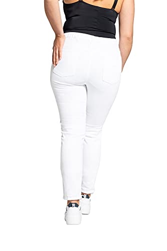 Ulla Popken Jeggings M. Gürtelschlaufen, Vaqueros para Mujer, Blanco (Weiss 20), 52