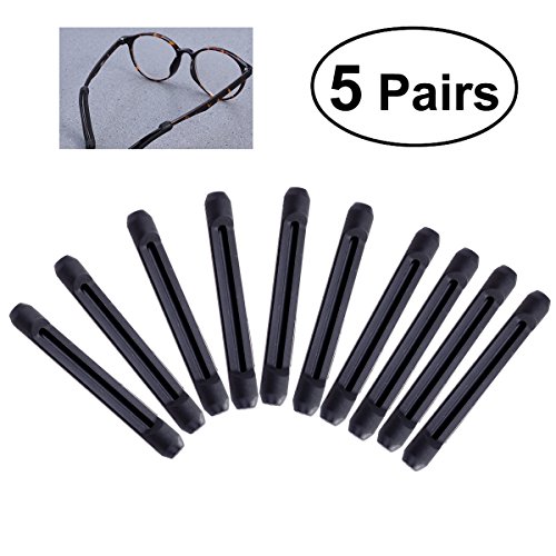 Ultnice - 5 pares de patillas antideslizantes de silicona para gafas de sol, color negro