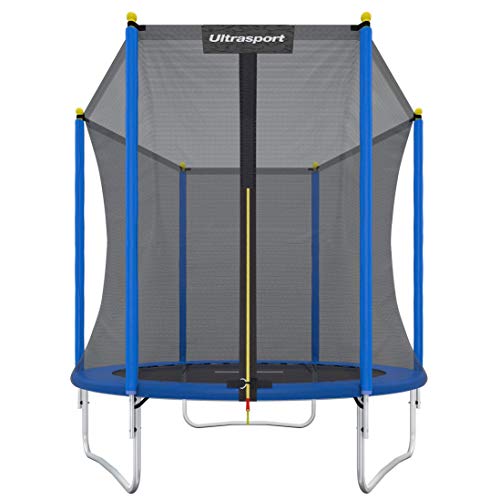 Ultrasport Cama elástica de Jardín, Set con Superficie de Salto, Red de Seguridad, Postes Acolchados y Cubierta del Borde, Resistente a la Intemperi, Unisex,Springs o sistema de cuerdas elástico