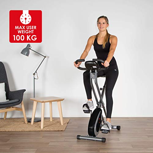 Ultrasport F-Bike 250 Bicicleta estática con Ordenador y App, Sensor de pulsaciones, Plegable, sin Respaldo & App, Unisex, Gris Oscuro/Negro