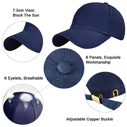 UMIPUBO Gorras Beisbol Deportes Unisex Adjustable al Aire Libre Cap clásico algodón Casual Sombrero Gorras de béisbol (Azul Marino)