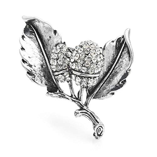 U/N Broches de piñones de Color Dorado Vintage para Mujer, broches Informales de Hojas de Pino con Diamantes de imitación de Metal para Mujer, Regalos-2