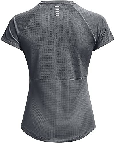 Under Armour Speed Stride Short-Sleeve T-Shirt Camiseta, Gris Pardo/Gris Pardo/Reflectante (012), S para Mujer