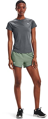 Under Armour Speed Stride Short-Sleeve T-Shirt Camiseta, Gris Pardo/Gris Pardo/Reflectante (012), S para Mujer