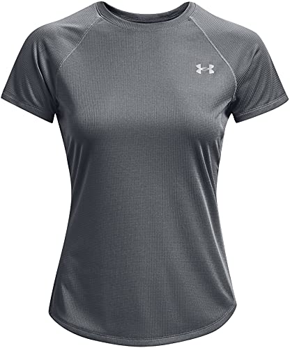 Under Armour Speed Stride Short-Sleeve T-Shirt Camiseta, Gris Pardo/Gris Pardo/Reflectante (012), S para Mujer