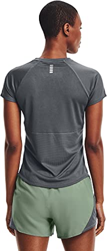 Under Armour Speed Stride Short-Sleeve T-Shirt Camiseta, Gris Pardo/Gris Pardo/Reflectante (012), S para Mujer