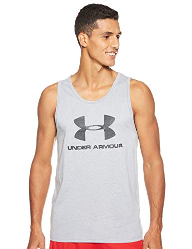 Under Armour Sportstyle Logo Tank Camiseta sin Mangas, Hombre, Gris (Steel Light Heather/Steel Light Heather/Black), L