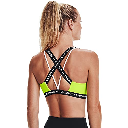 Under Armour Women's Crossback Low Bra, High-Vis Yellow (731)/White, Large