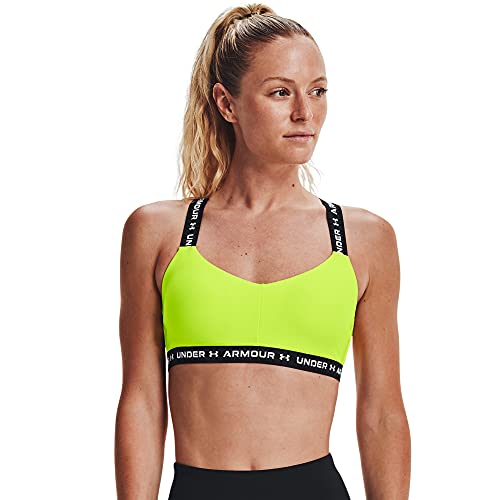 Under Armour Women's Crossback Low Bra, High-Vis Yellow (731)/White, Large