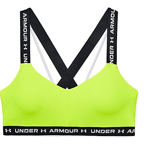 Under Armour Women's Crossback Low Bra, High-Vis Yellow (731)/White, Large