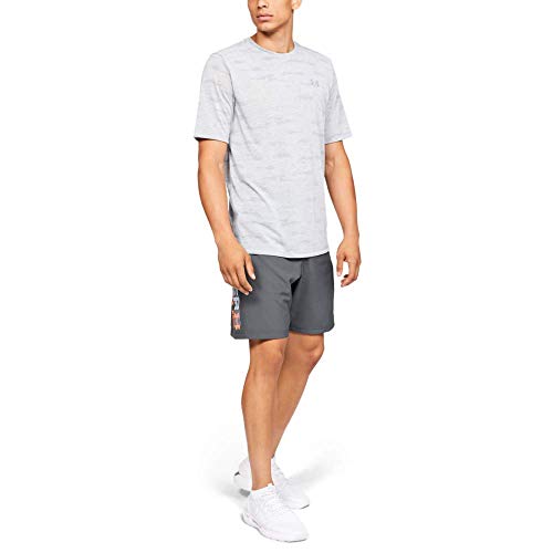 Under Armour Woven Graphic Wordmark, pantalón corto hombre, Gris (Pitch Gray / Orange Glitch) , L