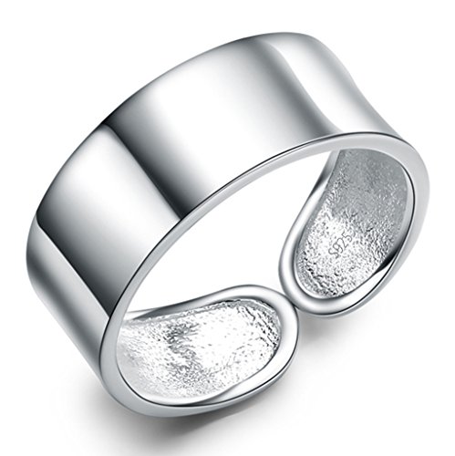 Unendlich U Infinito U Anillo Ajustable de Plata 925 Simple Estilo Banda Pulgar Tamaño N para Las Mujeres