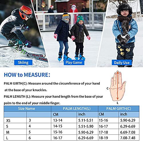 Unigear Guantes de Esquí Guantelete Snowboard para Niños Impermeable Calientes Térmicos a Prueba de la Entrada de Nieve, Agua Más Fácil Ponérselos y Quitárselos Guantes para Esquiar Deportes Invierno