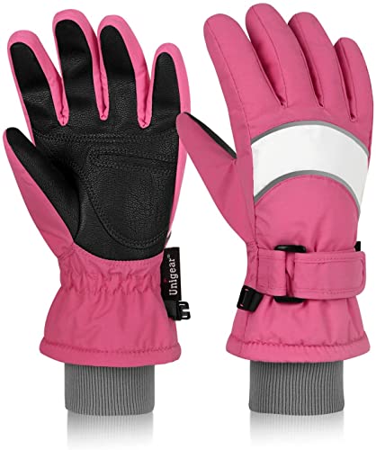 Unigear Guantes de Esquí Guantelete Snowboard para Niños Impermeable Calientes Térmicos a Prueba de la Entrada de Nieve, Agua Más Fácil Ponérselos y Quitárselos Guantes para Esquiar Deportes Invierno