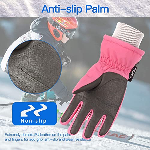 Unigear Guantes de Esquí Guantelete Snowboard para Niños Impermeable Calientes Térmicos a Prueba de la Entrada de Nieve, Agua Más Fácil Ponérselos y Quitárselos Guantes para Esquiar Deportes Invierno