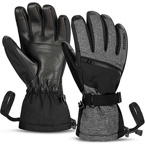 Unigear Guantes de Esquí Impermeable Super Cálido Calientes Nieve Snowboard Pantallas Táctiles AntiViento Antideslizante Esquiar Acampada y Senderismo